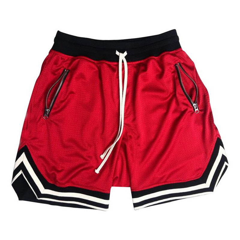 Summer thin mesh sports shorts male muscle brothers running basketball training breathable fitness five-point pants