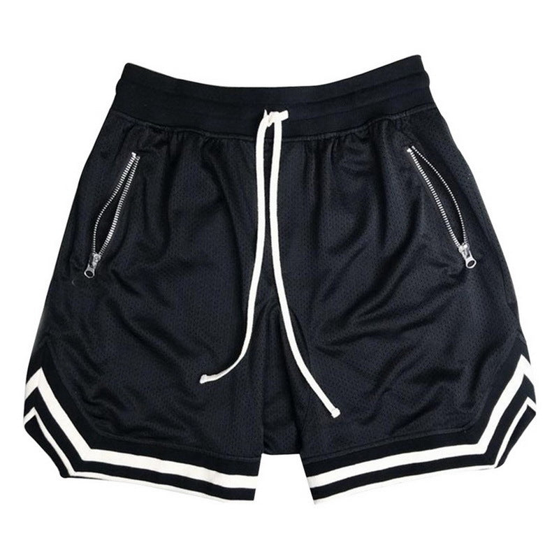 Summer thin mesh sports shorts male muscle brothers running basketball training breathable fitness five-point pants