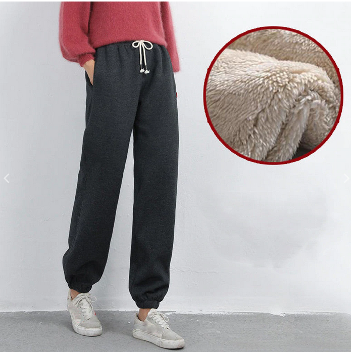 Casual plus velvet thick lamb fleece sports pants women's harem pants sweat pants