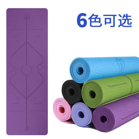 tpe yoga mat two-color 6mm posture line yoga mat non-slip tasteless fitness mat
