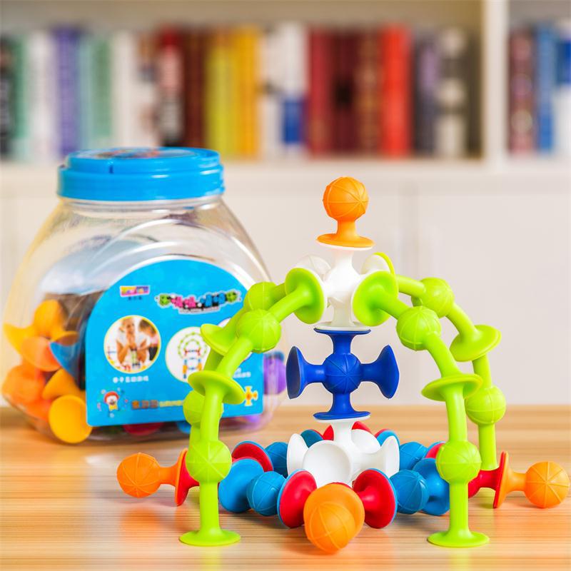 72 Variety Suction Cup Splicing Toys Early Childhood Educational DIY Puzzle Tower Soft Building Blocks 3-6 Years Old Suction Toys