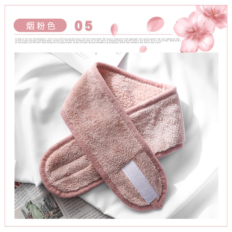 Face wash hair band makeup harness hair band ladies Velcro coral fleece hair cover wide headband sports yoga headband headband