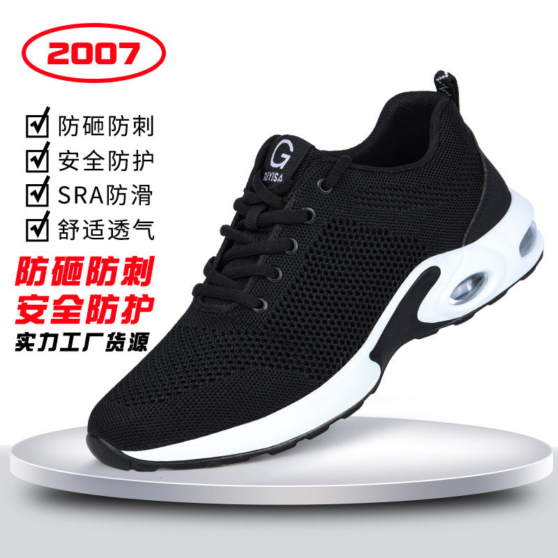 New cross-border labor insurance shoes, men's anti-smashing, anti-piercing, four seasons flying woven lightweight, comfortable and wear-resistant protective shoes