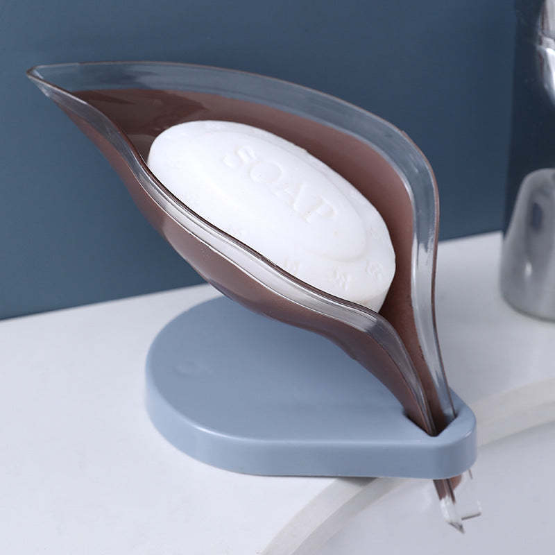 Creative leaf soap box Bathroom non-perforated suction cup soap box Toilet drain laundry soap rack