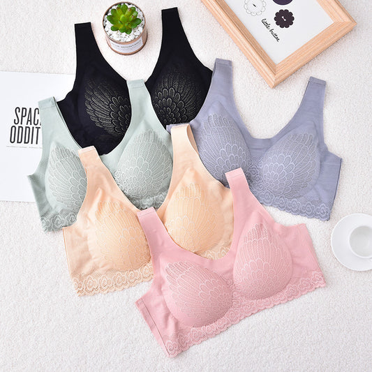 4.0 Lace Seamless Gathering Bra Underwear Women's Vest No Steel Ring Gathering Sleeping Bra