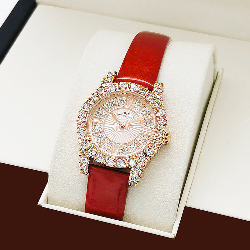 Genuine atmosphere luxury watch female full diamond starry leather ladies watch