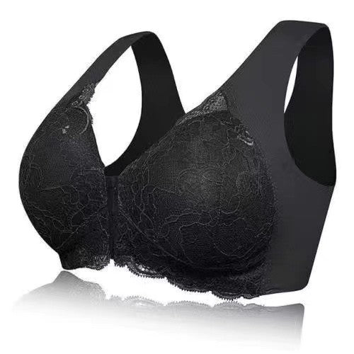 Thin Large Size Front Buckle Sexy Lace Bra No Steel Rings Seamless Vest Adjustable Anti-sagging Ladies Underwear