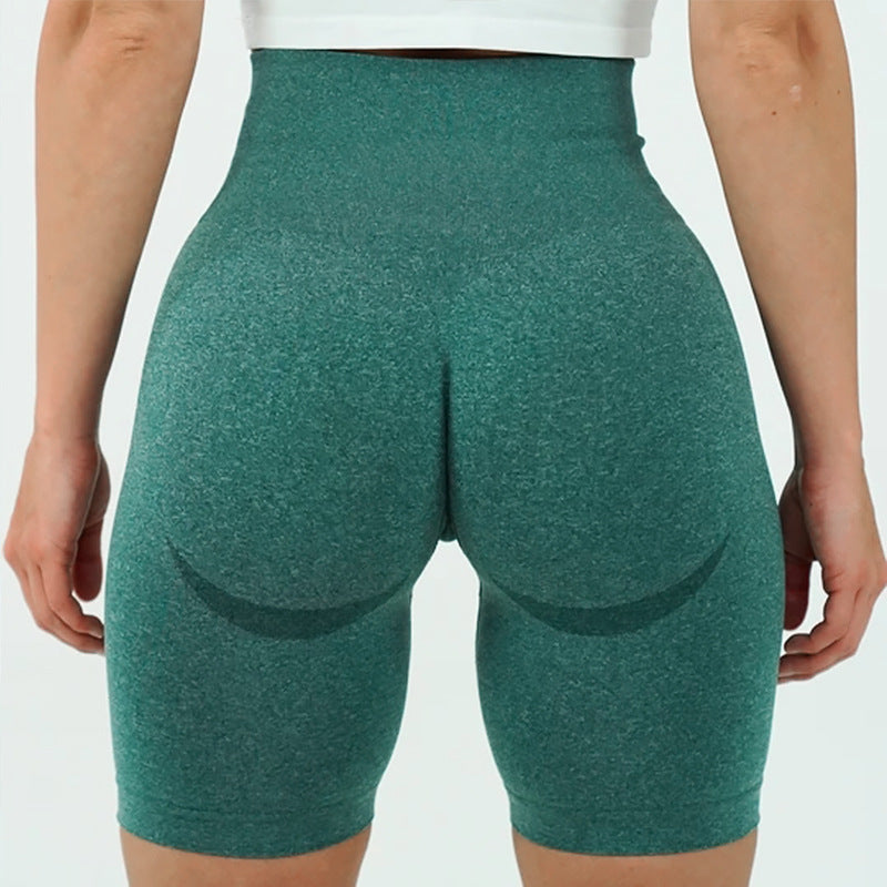 Cross-border new seamless knitted shorts women's high-waist shaping hips tight yoga shorts