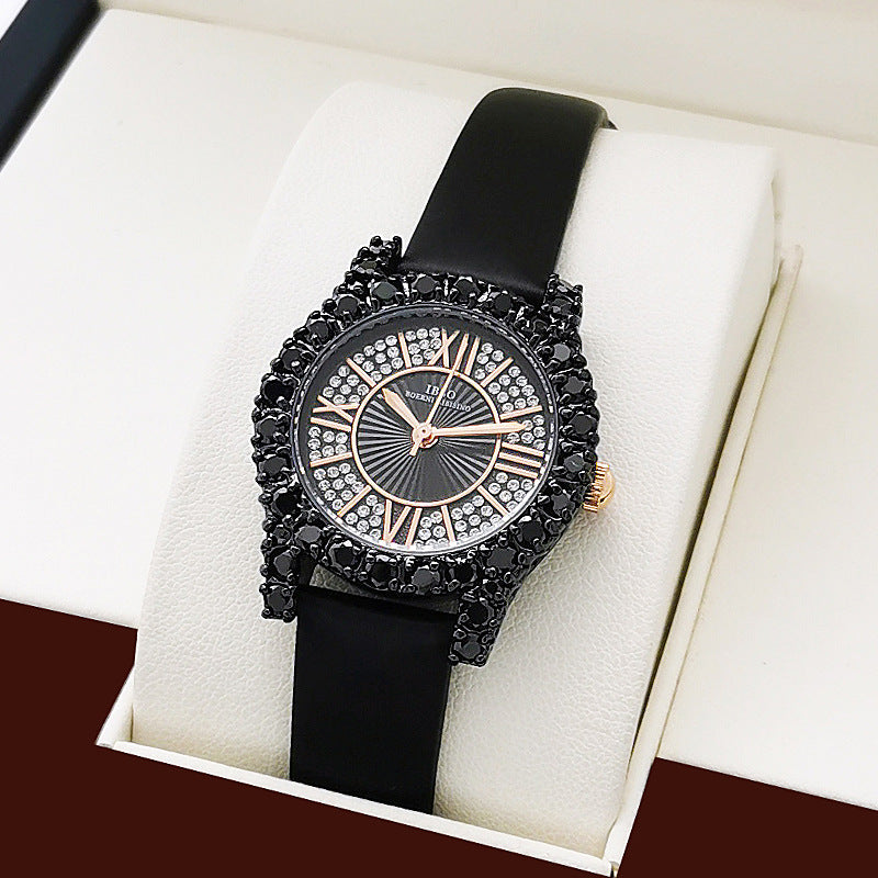 Genuine atmosphere luxury watch female full diamond starry leather ladies watch