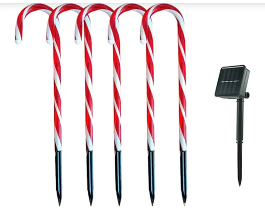 Solar ground plug-in lights Christmas decoration candy cane lights outdoor garden