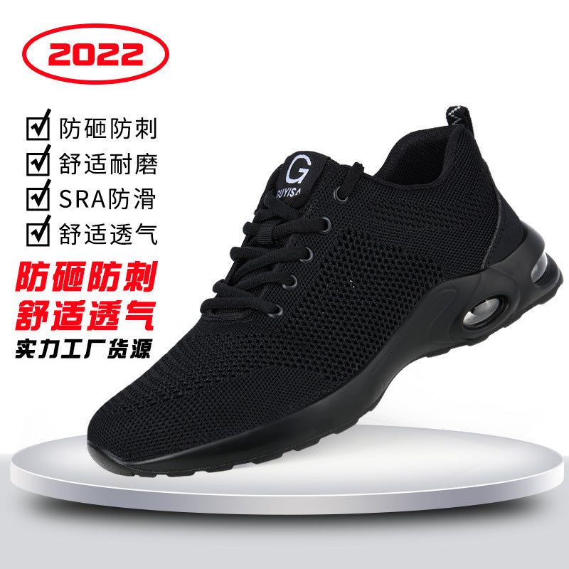 New cross-border labor insurance shoes, men's anti-smashing, anti-piercing, four seasons flying woven lightweight, comfortable and wear-resistant protective shoes