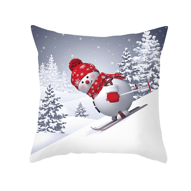 Cross Border Christmas Pillow Cover Nordic Home Sofa Cushion Cover Cartoon Animation Printing Office Pillow Cover