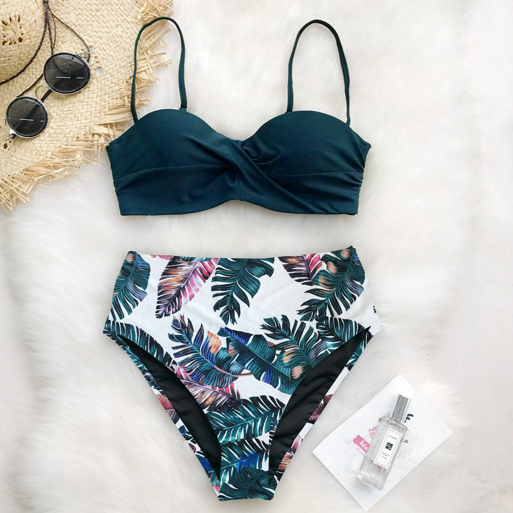 European and America print swimsuit