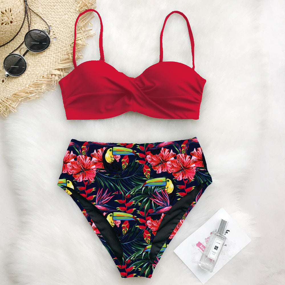 European and America print swimsuit