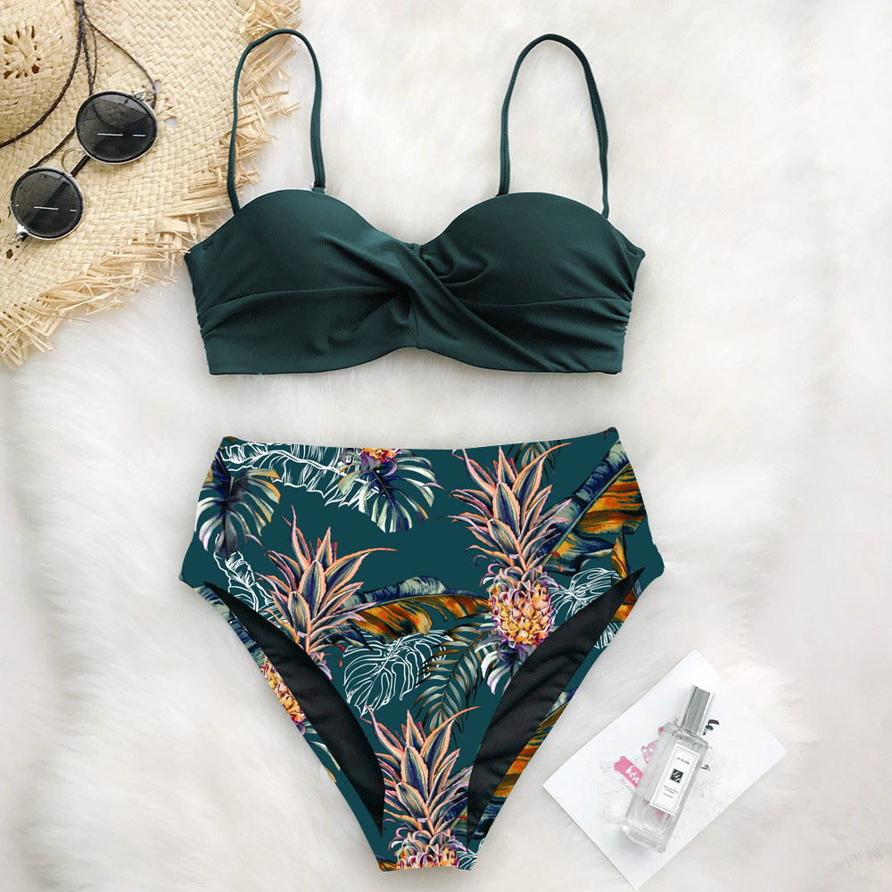 European and America print swimsuit