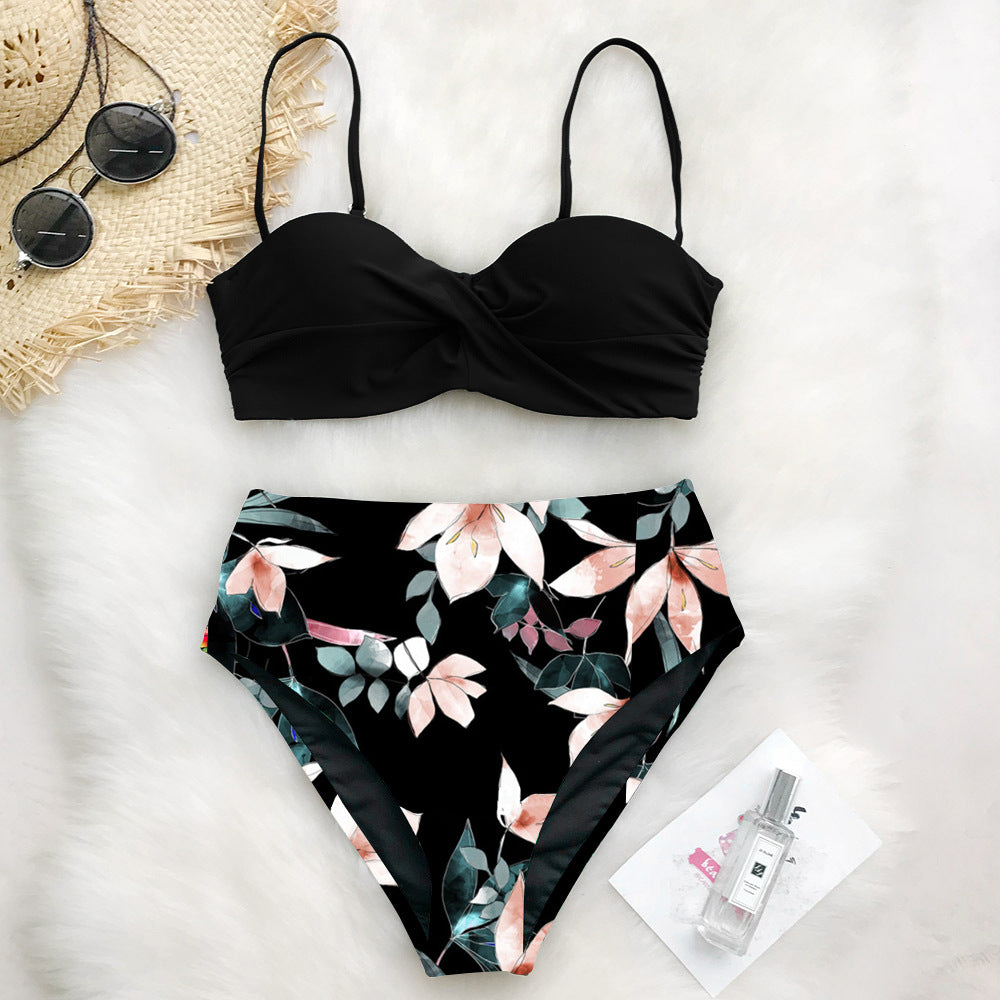 European and America print swimsuit