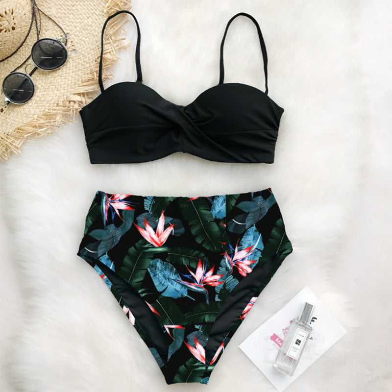 European and America print swimsuit