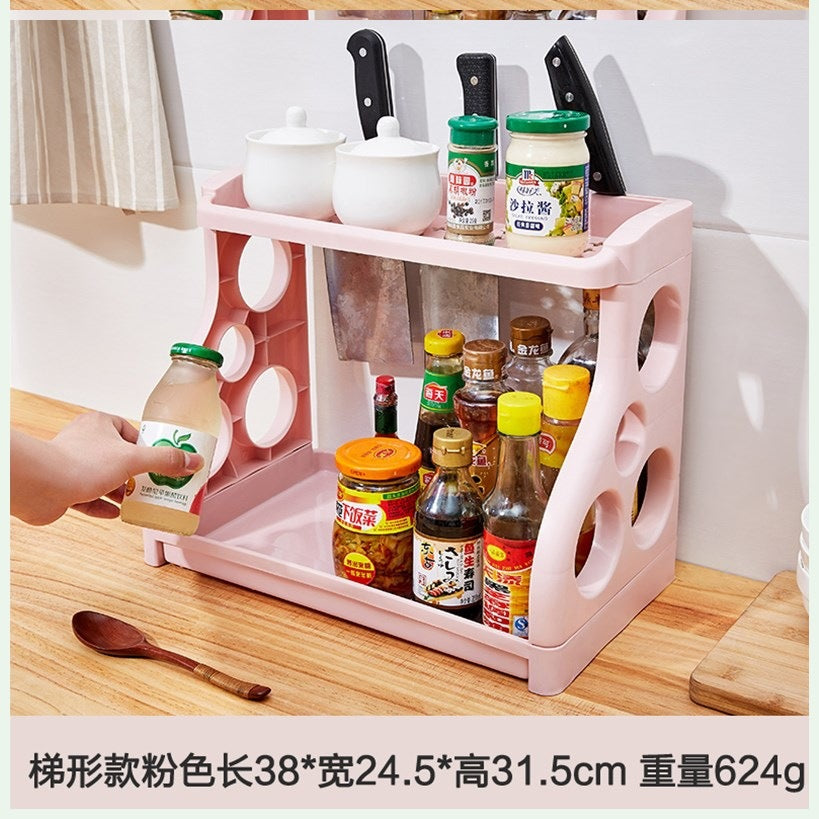 New shelf knife holder seasoning seasoning racks seasoning rack kitchen storage plastic double-layer rack floor