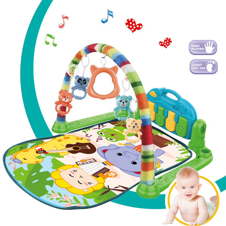 Infant round music pedal piano fitness rack 0-12 months baby crawling mat