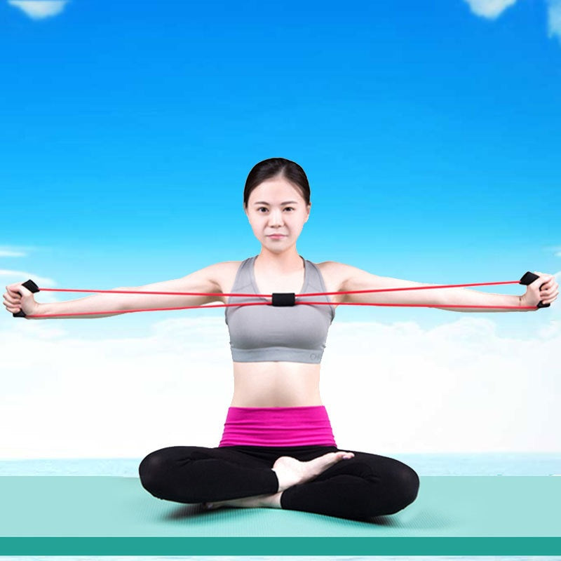Hot Yoga Gum Fitness Resistance 8 Word Chest Expander Rope Workout Muscle Fitness Rubber Elastic Bands for Sports Exercise