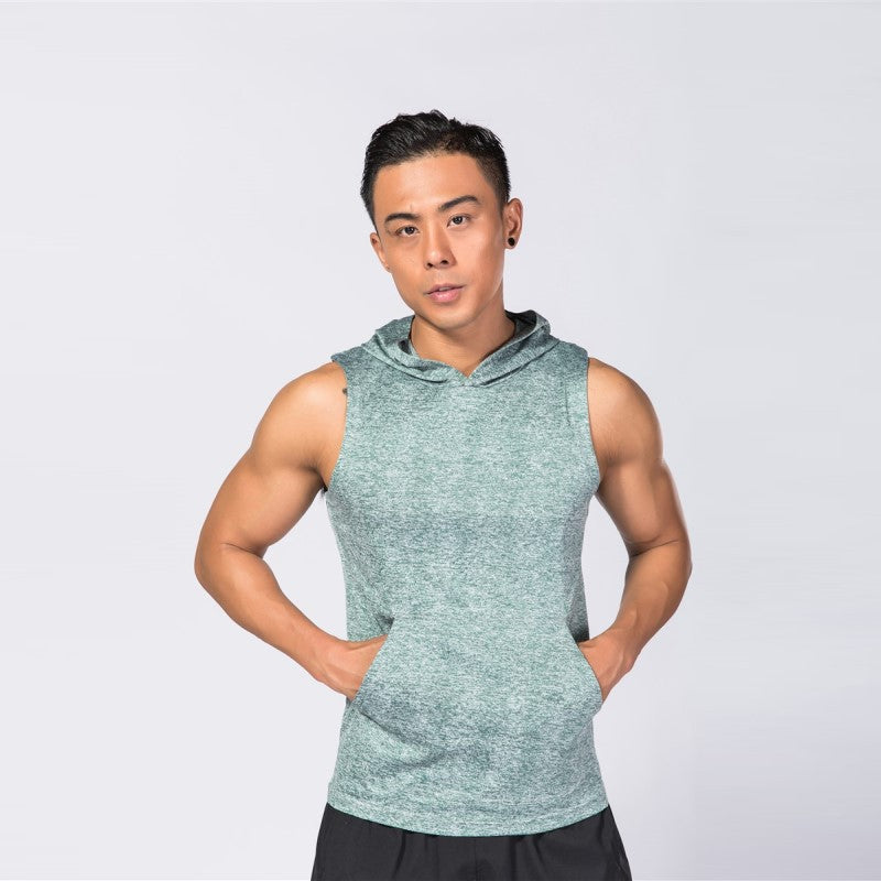 European and American fitness training breathable wide-shoulder hooded basketball vest