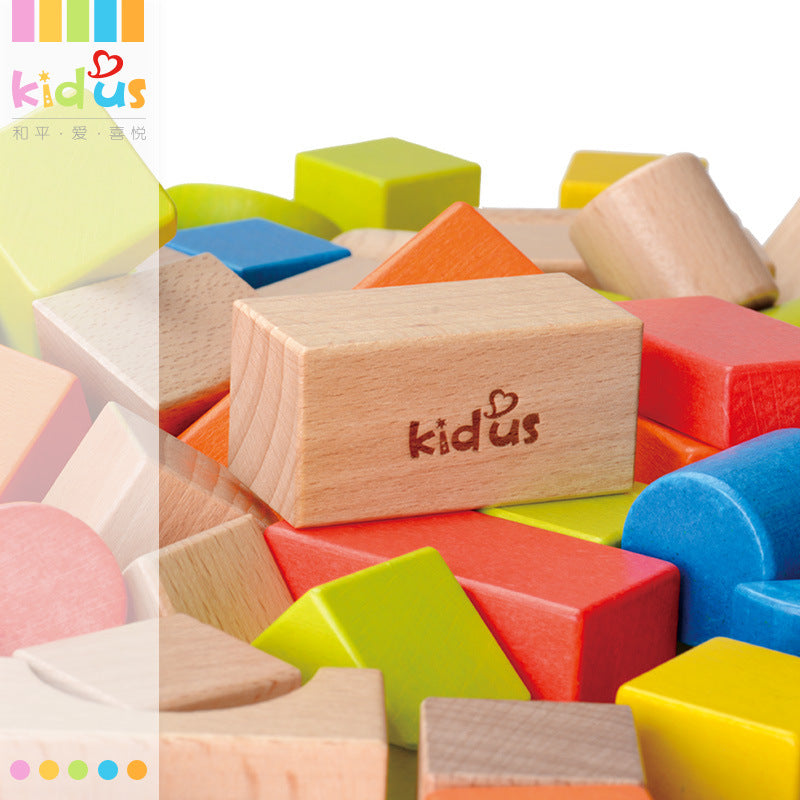 KIDUS 80 beech wooden building blocks DIY children's educational toys 2-3 years old