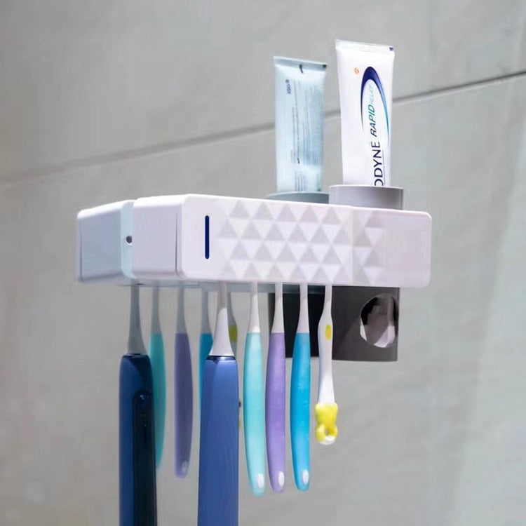 Toothbrush holder smart UV sterilizer household sterilization punch-free rack rack toothpaste