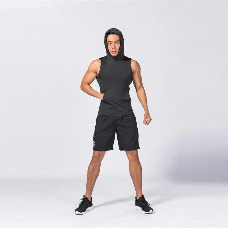 European and American fitness training breathable wide-shoulder hooded basketball vest