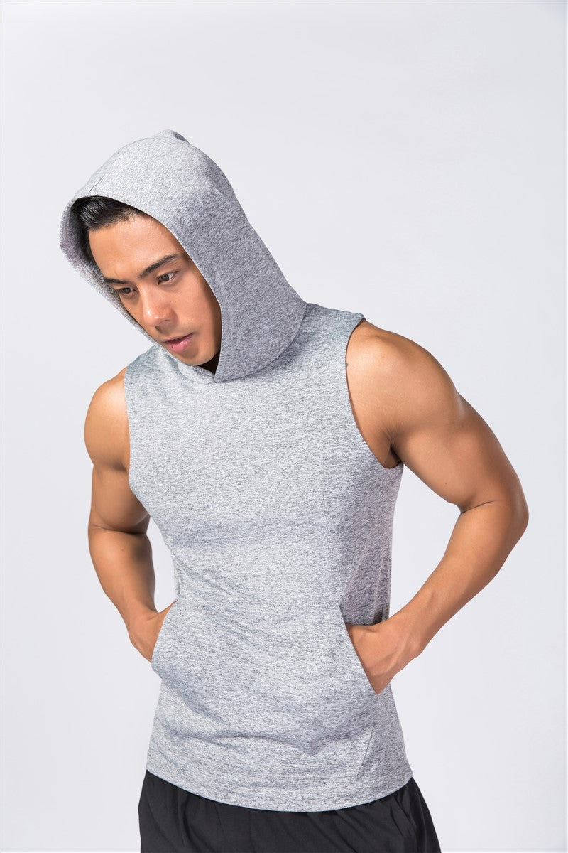 European and American fitness training breathable wide-shoulder hooded basketball vest