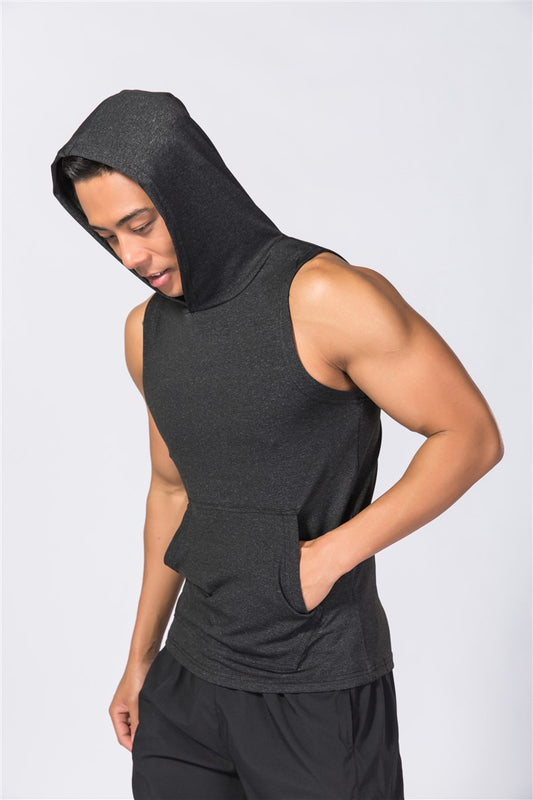 European and American fitness training breathable wide-shoulder hooded basketball vest