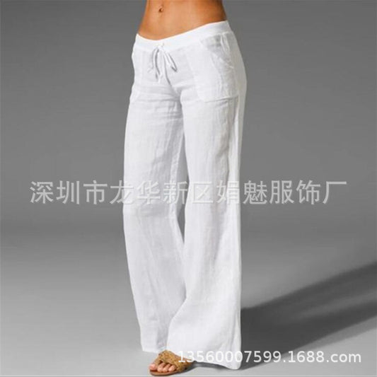 Cross-border wish women's casual loose trousers elastic waist trumpet yoga pants XL women's pants