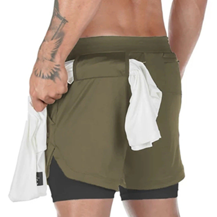 European and American men's sports pants casual outdoor breathable multi-pocket muscle men's double shorts