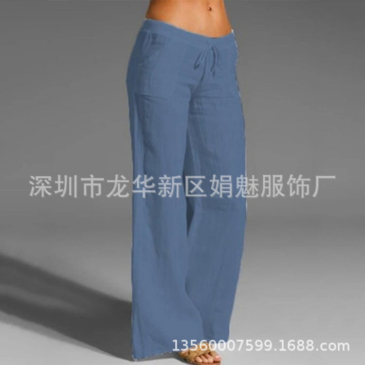 Cross-border wish women's casual loose trousers elastic waist trumpet yoga pants XL women's pants