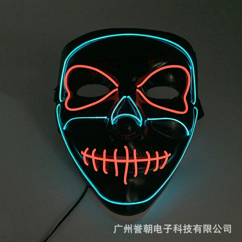 EL cold light glowing mask Halloween ghost festival ball V-shaped bloody horror show glowing props