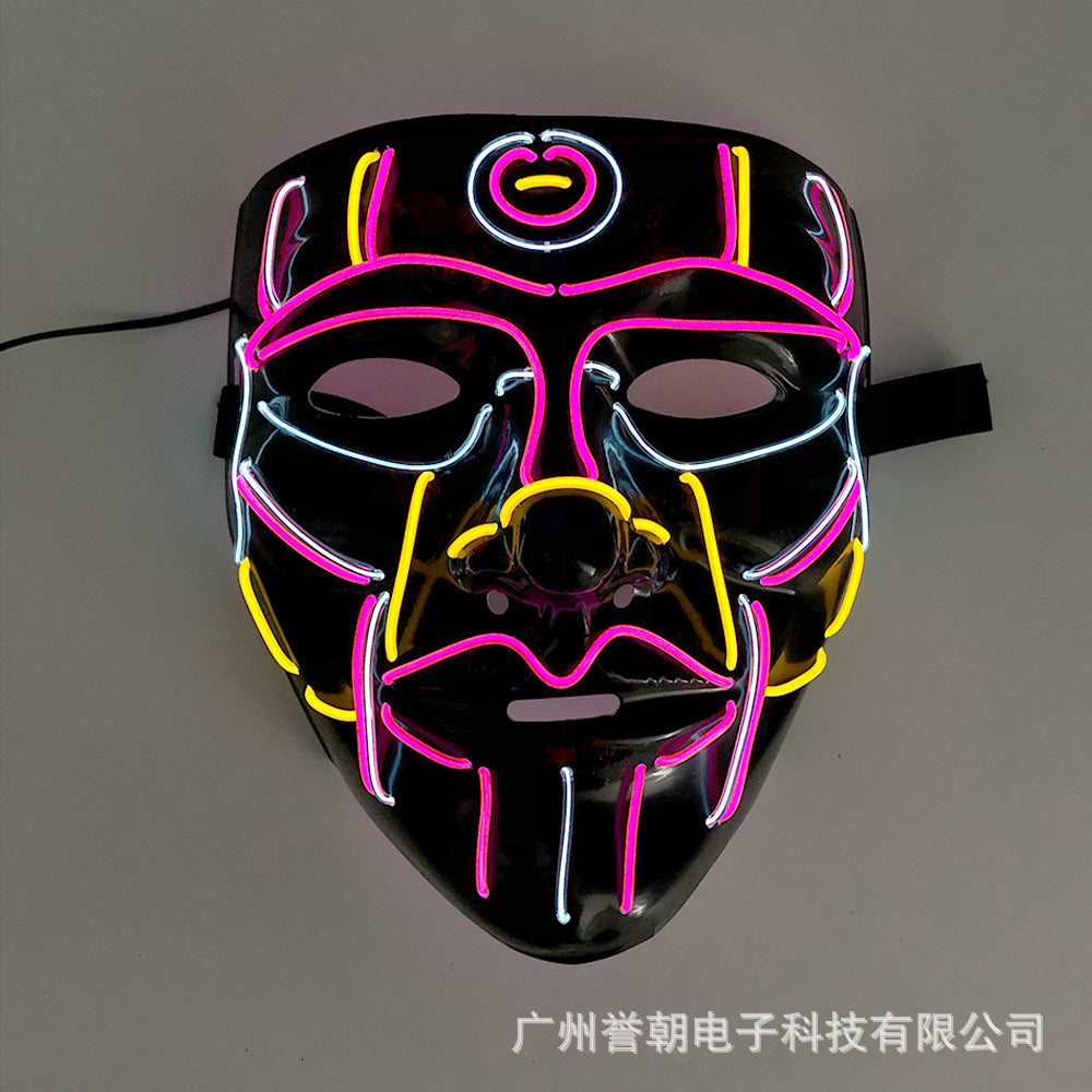 EL cold light glowing mask Halloween ghost festival ball V-shaped bloody horror show glowing props