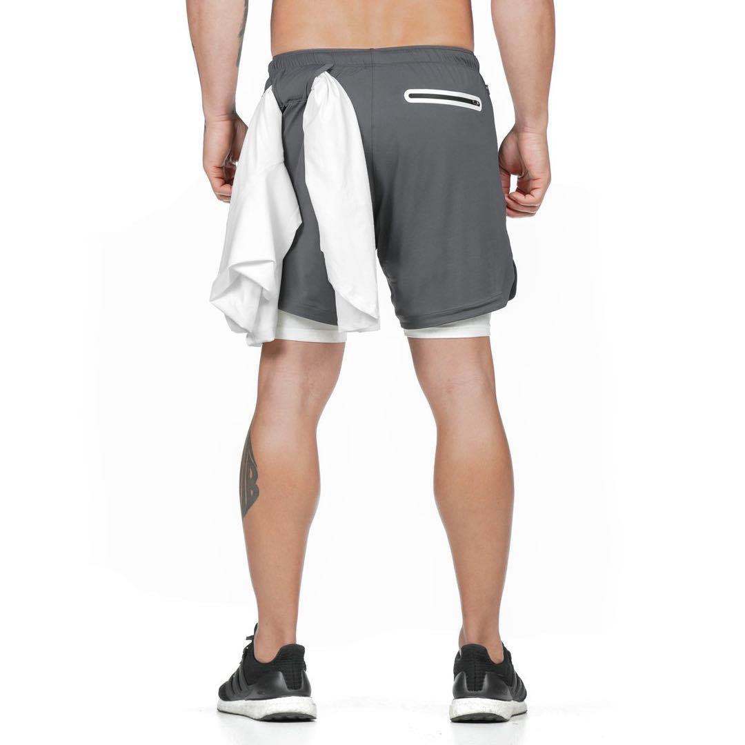 Cross-border new summer mesh straight five-point pants men's plus size running sports training double-layer casual shorts