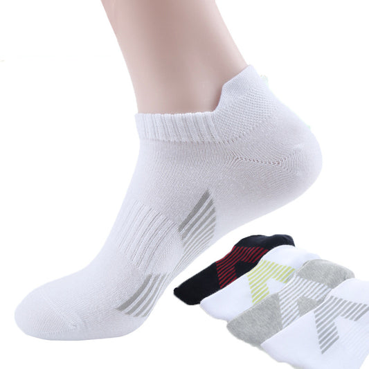 Short socks men's cotton-powder white sports low-cut running summer boat socks sweat-absorbent and not smelly feet professional summer thin section