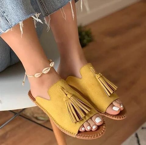 Women's sandals Beautiful Tassels Shoes for Women Gladiator Flat Sandals Female Slides Mules