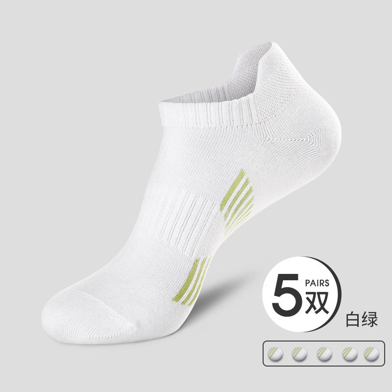 Short socks men's cotton-powder white sports low-cut running summer boat socks sweat-absorbent and not smelly feet professional summer thin section