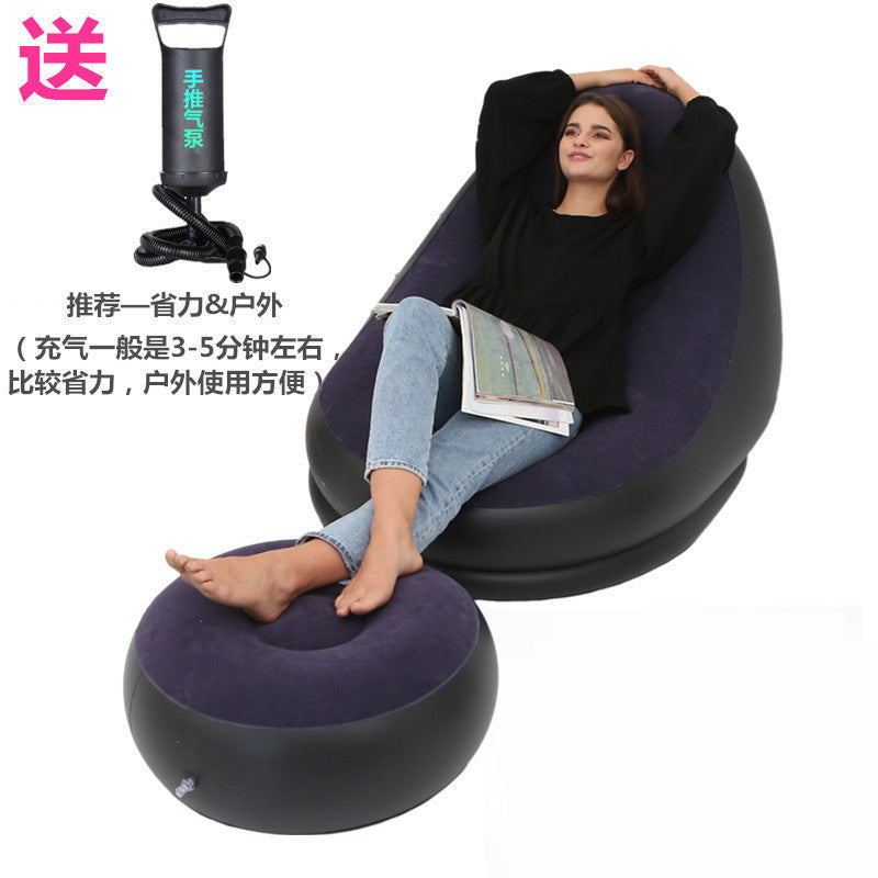 New thickened inflatable lazy sofa with footrest leisure sofa recliner portable storage air chair