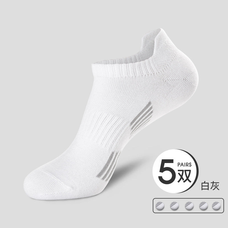 Short socks men's cotton-powder white sports low-cut running summer boat socks sweat-absorbent and not smelly feet professional summer thin section