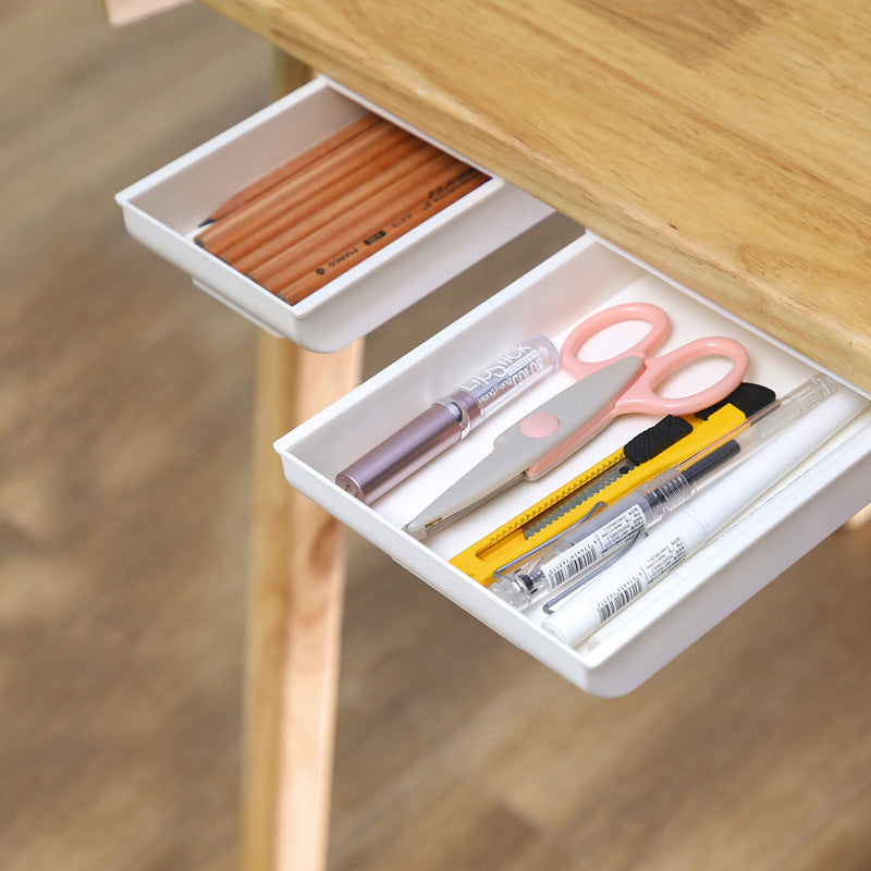 Under the desk drawer Powerful desktop office storage box Creative and easy to use plastic drawer