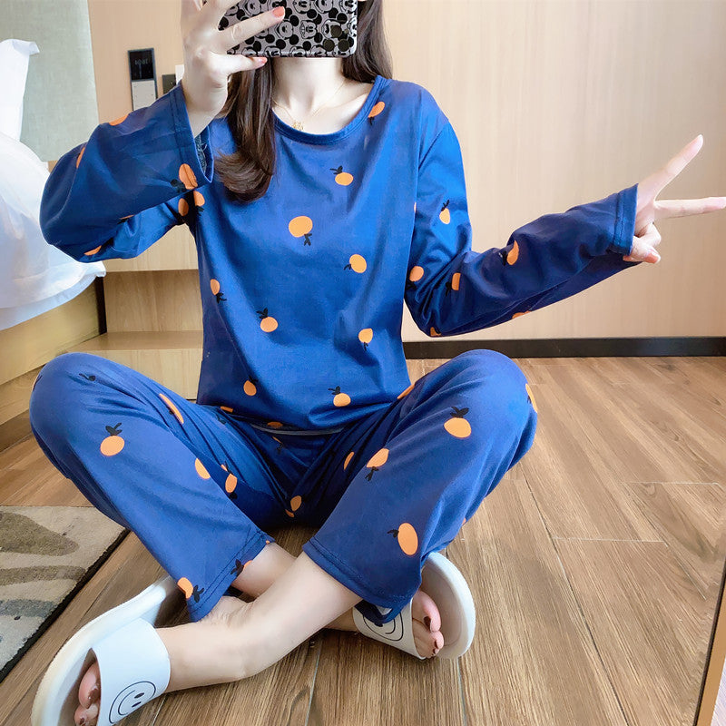 Cross-border pajamas female cute long-sleeved trousers cartoon student pajamas home service suit