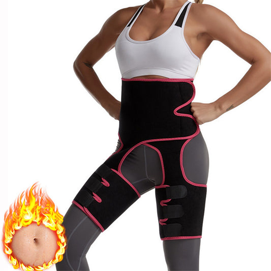 Three-in-one waist protection leggings embossed sweat belt abdomen belt waist corset sports hip-lifting corset