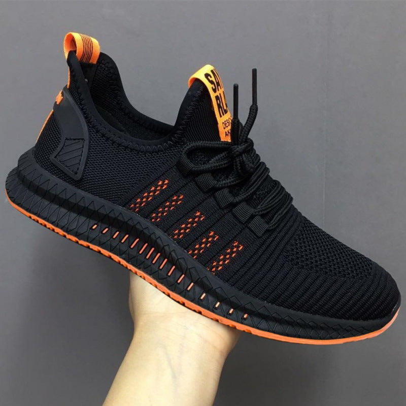 European and American men's shoes breathable real fly woven sports casual shoes