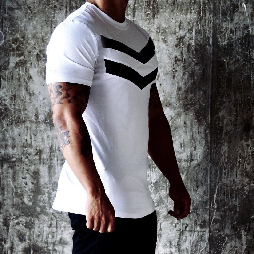 Dr. Muscle Trend Summer New Sports Fitness Training T-Shirt Men's Casual Short Sleeve