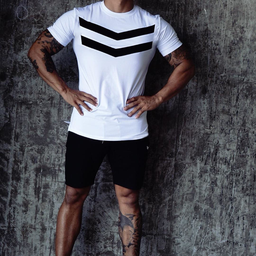 Dr. Muscle Trend Summer New Sports Fitness Training T-Shirt Men's Casual Short Sleeve