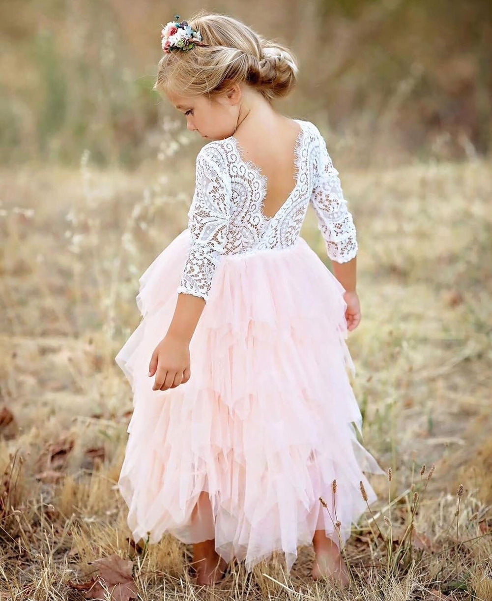 European and American children's skirts girls dress lace tutu skirt flower girl dress princess dress