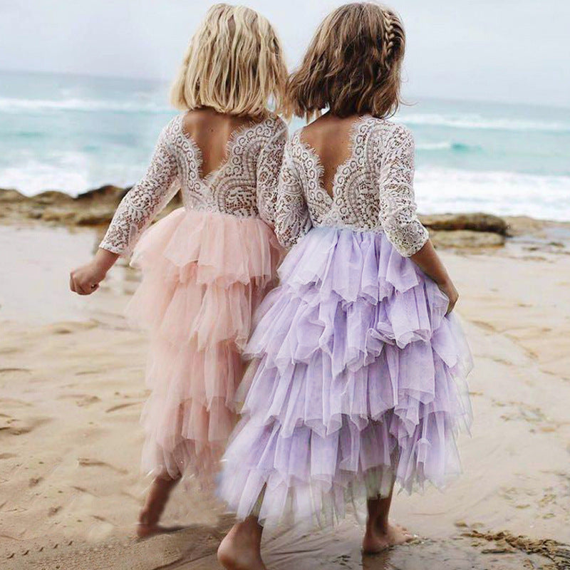 European and American children's skirts girls dress lace tutu skirt flower girl dress princess dress