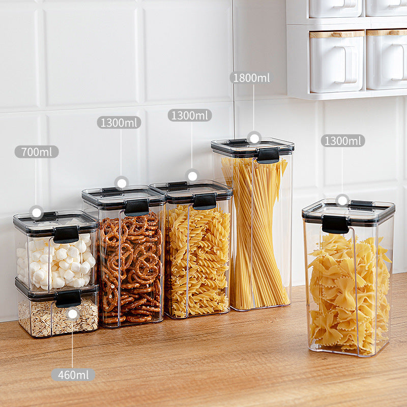 Sealed jar transparent plastic kitchen spice food nut coffee bean storage jar household grain storage box